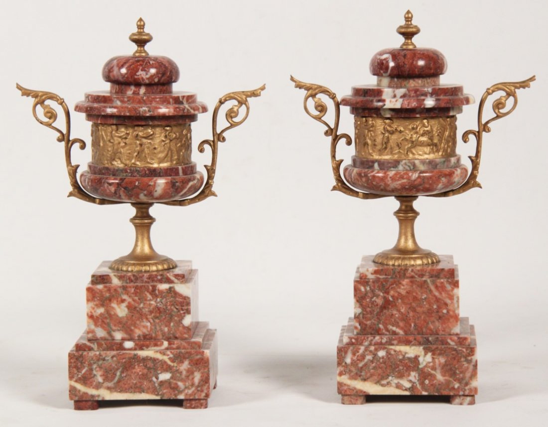 PAIR OF FRENCH ROUGE MARBLE COUPS (1 of 2)