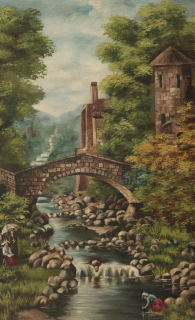 19TH C. OIL ON CANVAS EUROPEAN LANDSCAPE (1 of 3)