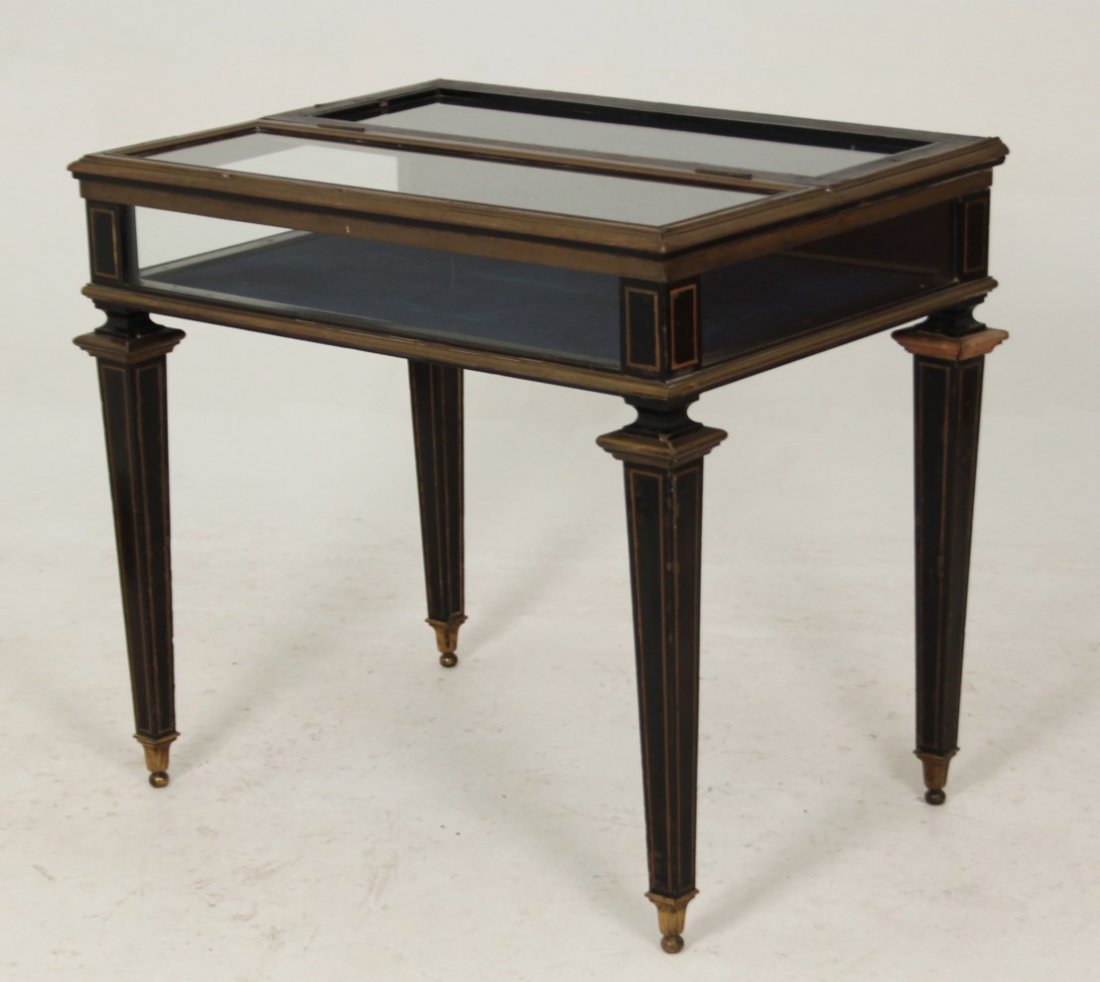 FRENCH NAPOLEONIC EBONY AND BRASS INLAID SPECIMEN TABLE (1 of 1)