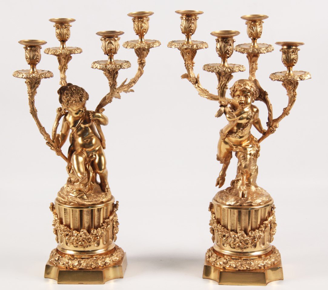 PAIR OF FRENCH DORE BRONZE 4 LIGHT CANDELABRA (1 of 4)