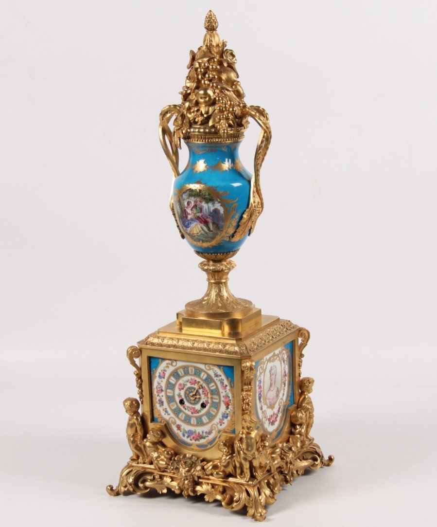 IMPRESSIVE 19TH C. SEVRES DORE BRONZE CLOCK (1 of 5)
