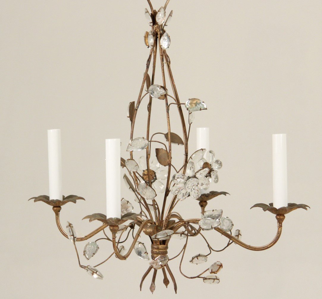 2 FRENCH CRYSTAL, BRONZE AND GILT METAL CHANDELIERS (1 of 3)