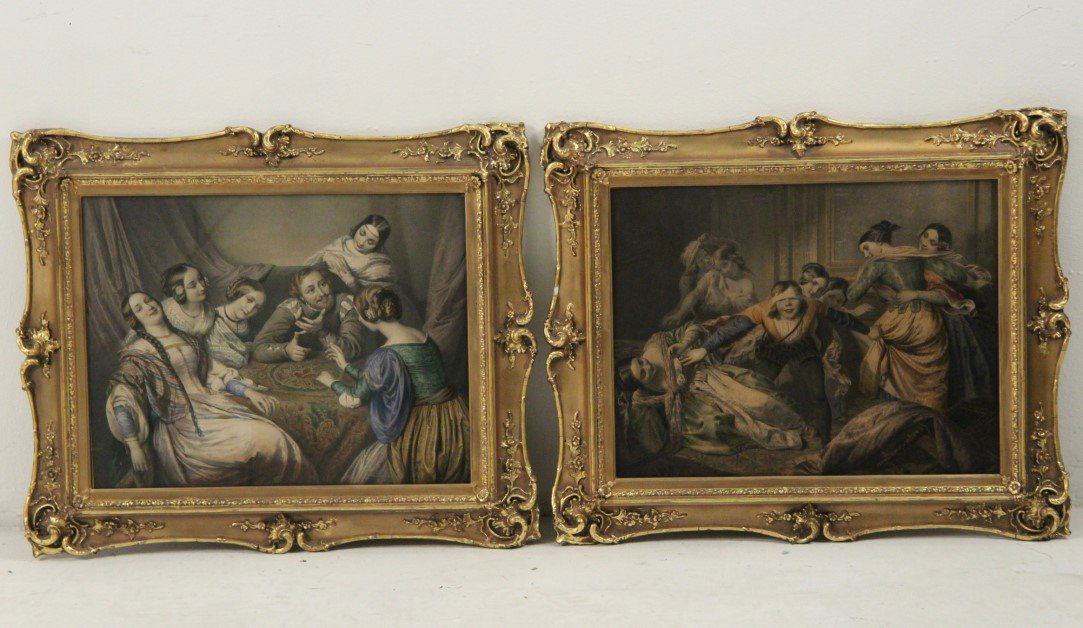 PAIR OF HAND COLORED LITHOGRAPHS (1 of 3)