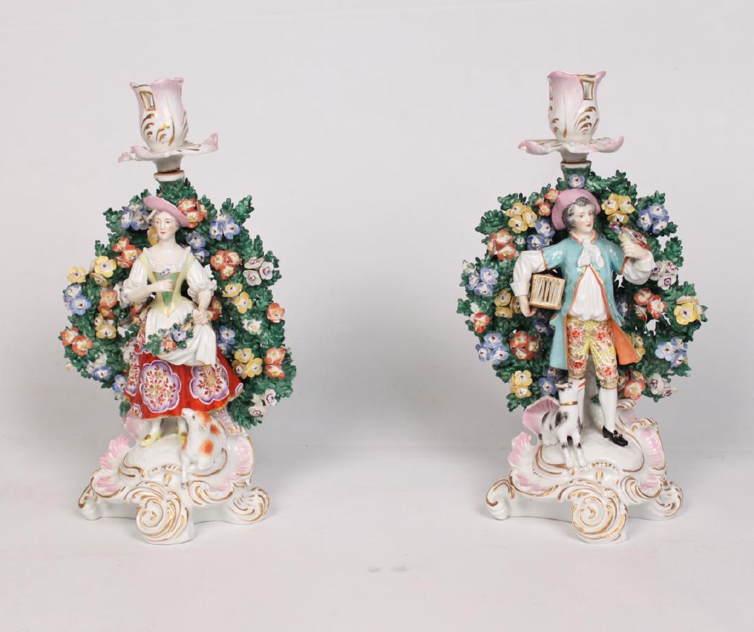 PAIR OF ENGLISH CHELSEA PORCELAIN CANDLESTICKS (1 of 1)