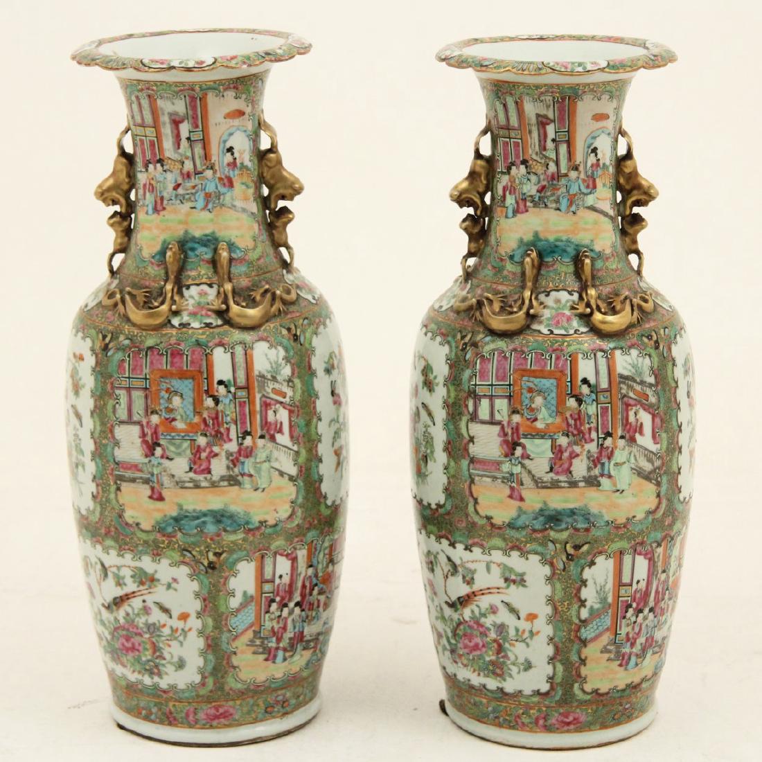 PAIR OF 25" 19TH C. CHINESE ROSE MEDALLION VASES (1 of 3)