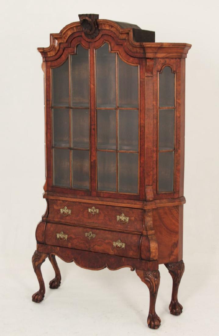 19TH C. CONTINENTAL BURL WALNUT BOMBE CABINET (1 of 4)