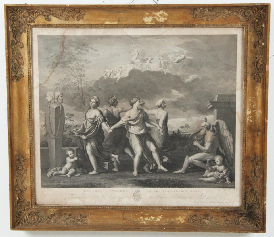 FRAMED METAL ENGRAVING OF ITALIAN MYTHHOLOGICAL SCENE (1 of 3)