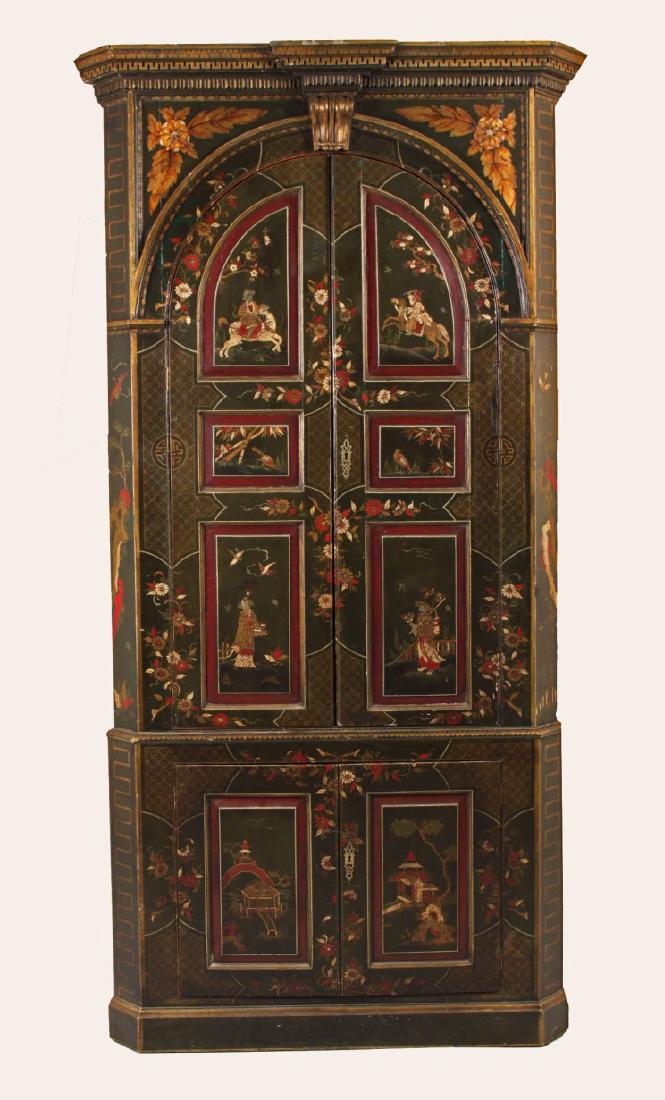ENGLISH CHINOISERIE LACQUERED CORNER CUPBOARD (1 of 5)