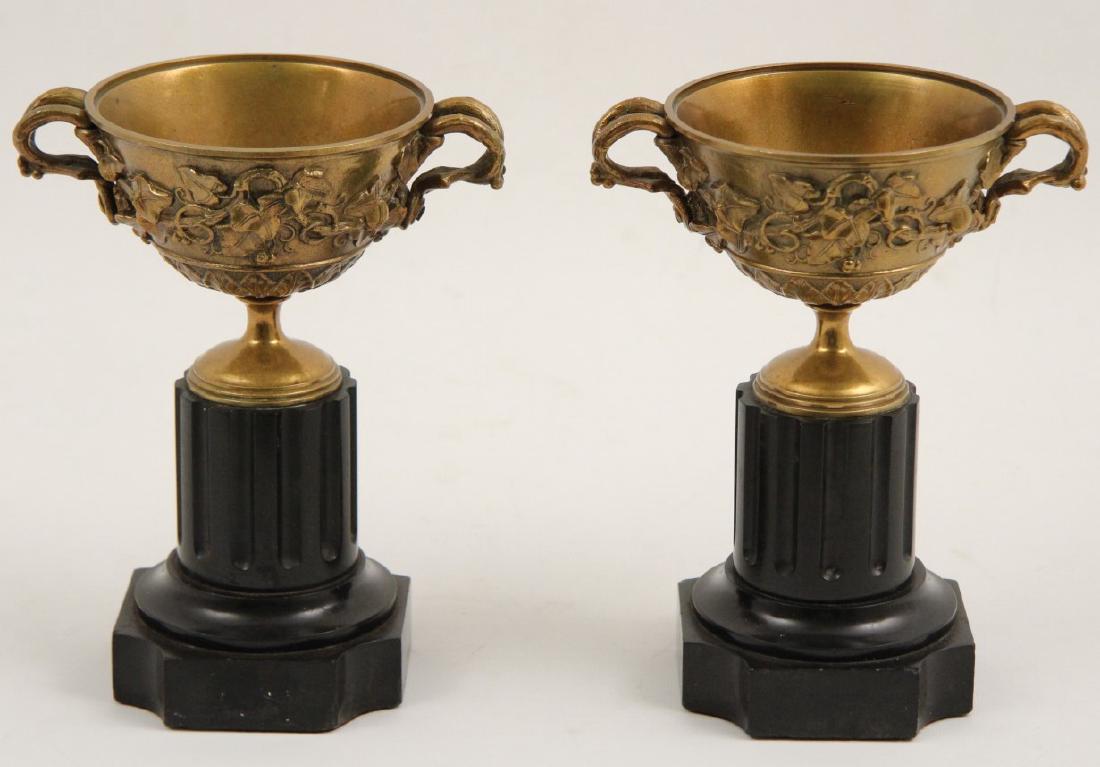 PAIR OF FRENCH EMBOSSED BRONZE COUPS (1 of 2)