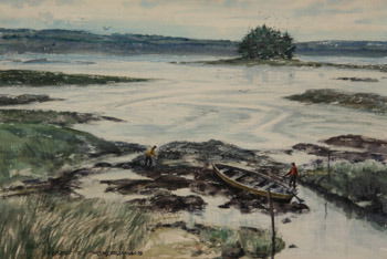 Ernst Thorne Thompson (American 1897-1992) Marsh L: Ernst Thorne Thompson (American 1897-1992) Marsh Landscape with Figures Signed Ernest T. Thompson l.l. Watercolor on paper; apparently in good condition. Framed.* Sight size: