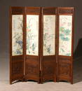 1089: Chinese 'Famille Rose' Mounted Hardwood Four-Pane