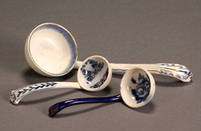 Three Ceramic Ladles: Three Ceramic Ladles Length of longest: 11-1/2 in