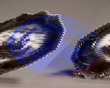 Flow Blue 'U.S.S. Maine' Open Vegetable Dish: Flow Blue 'U.S.S. Maine' Open Vegetable Dish Restored chip to underside of rim, small chips to rim. Length: 13 in