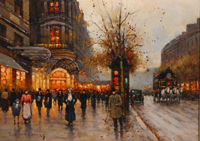 Manner of Edouard Léon Cortès (French 1882-1969),: Manner of Edouard Léon Cortès (French 1882-1969) Parisian Street Scene Signed Edouard Cortes l.l. Oil on canvas 13 x 18 in (33 x 45.7 cm)