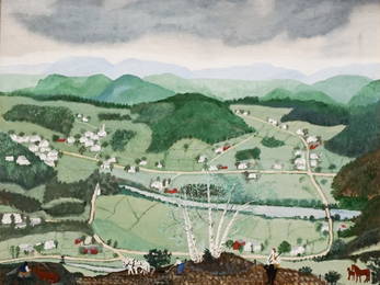 Grandma (Anna Robertson) Moses (American 1860-1961), Cambridge and Valley (Kallir 268), Oil on