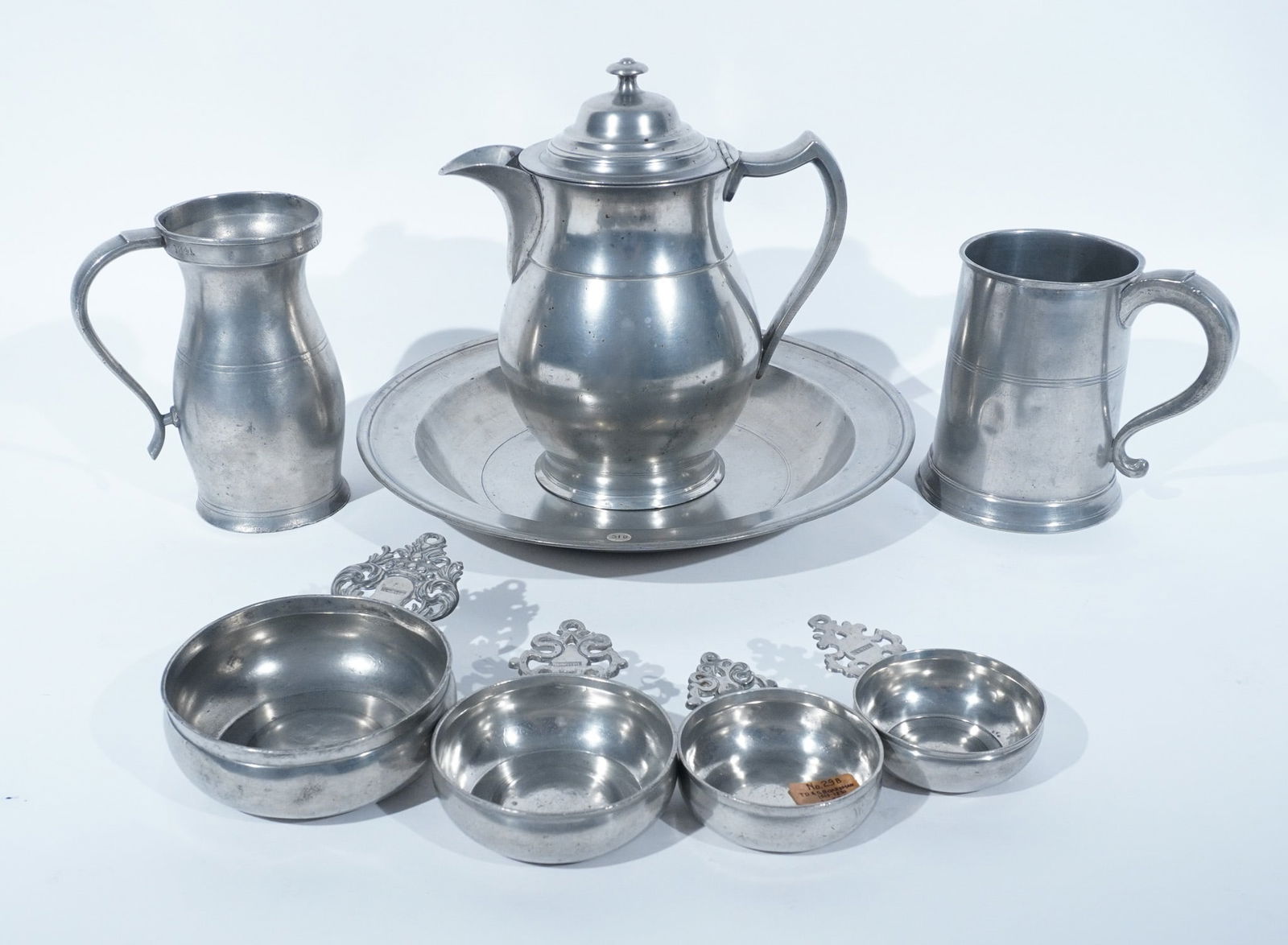 American Pewter Assembled Beverage Service, Late 18th-First Half 19th Century, 8 pieces (1 of 2)
