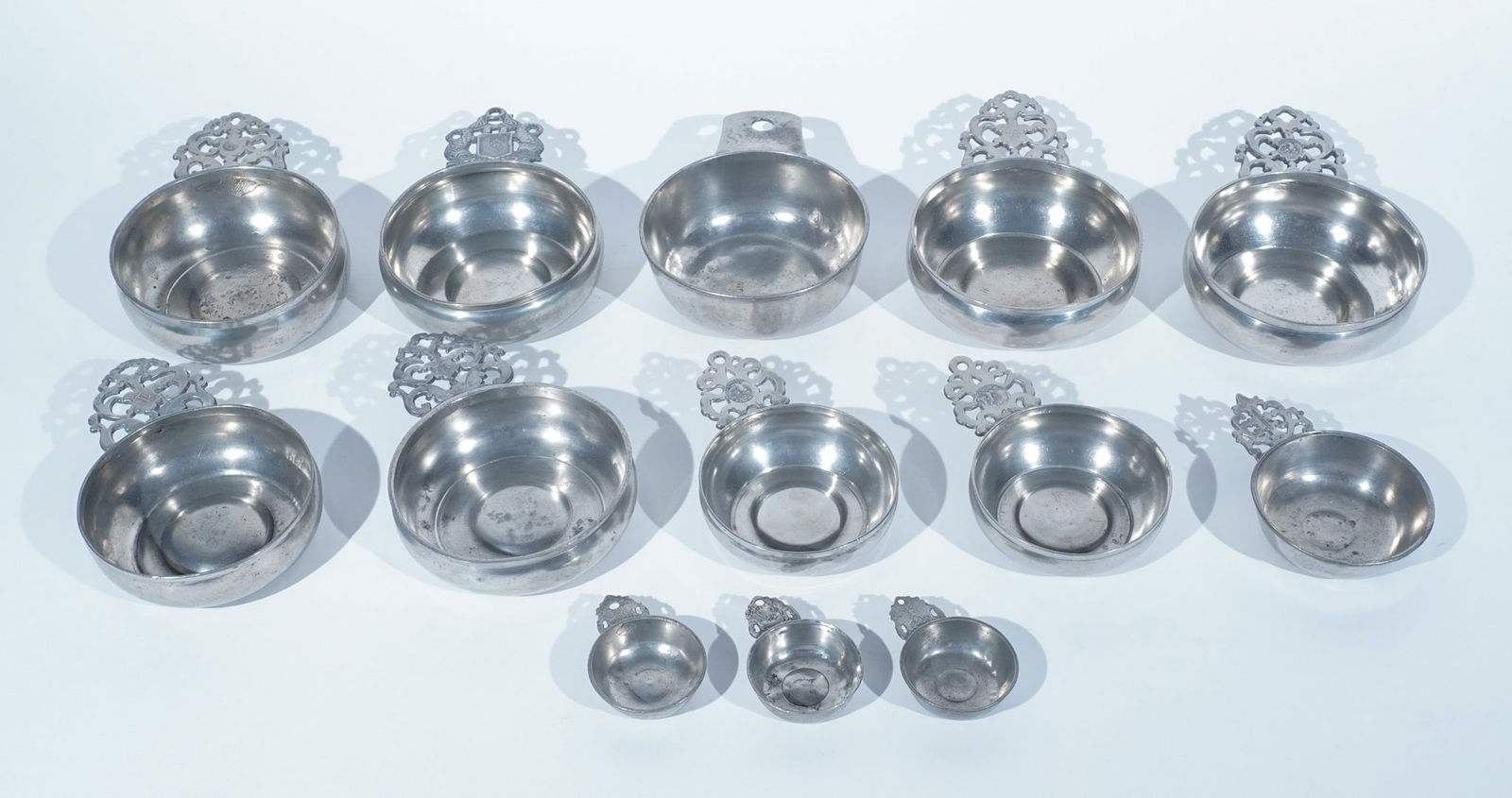American Pewter Collection of Thirteen Porringers, New England, 18th-Early 19th Century (1 of 4)