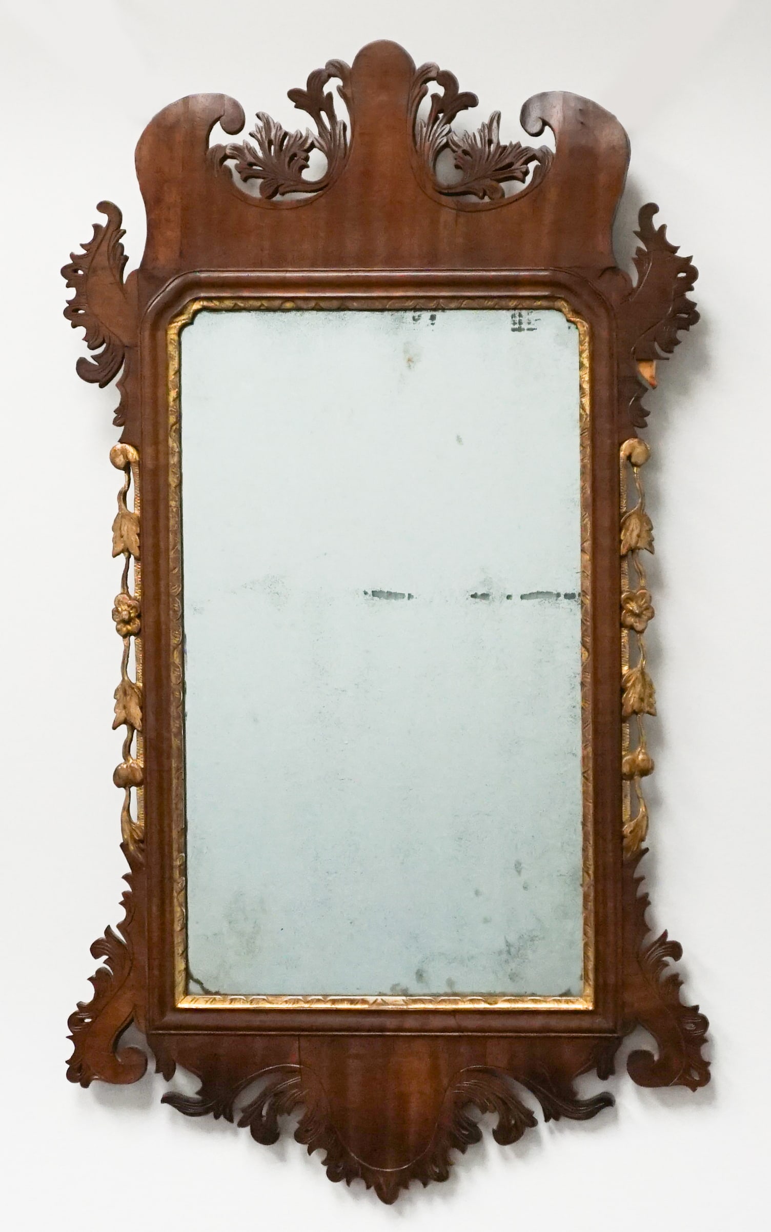 Chippendale Parcel Gilt Mahogany Scroll-Ear Mirror, 18th-19th Century (1 of 1)