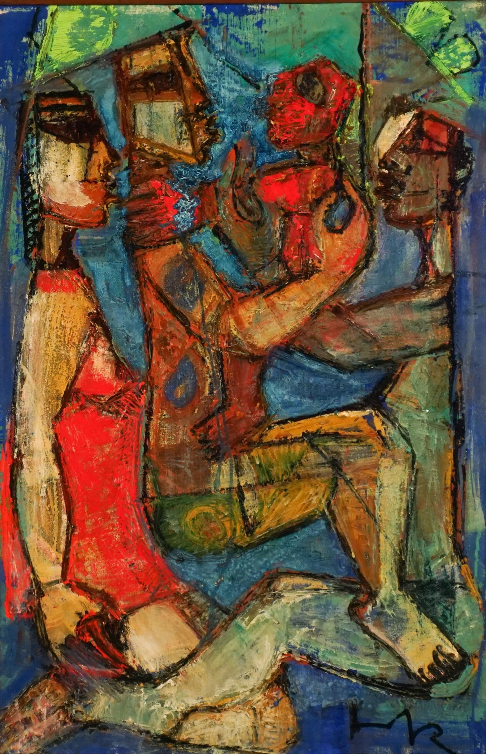 Leopoldo Richter (German/Colombian 1896-1984), Family Scene, Oil on canvas, 33 x 22 in (83.8 x 55.9 (1 of 2)