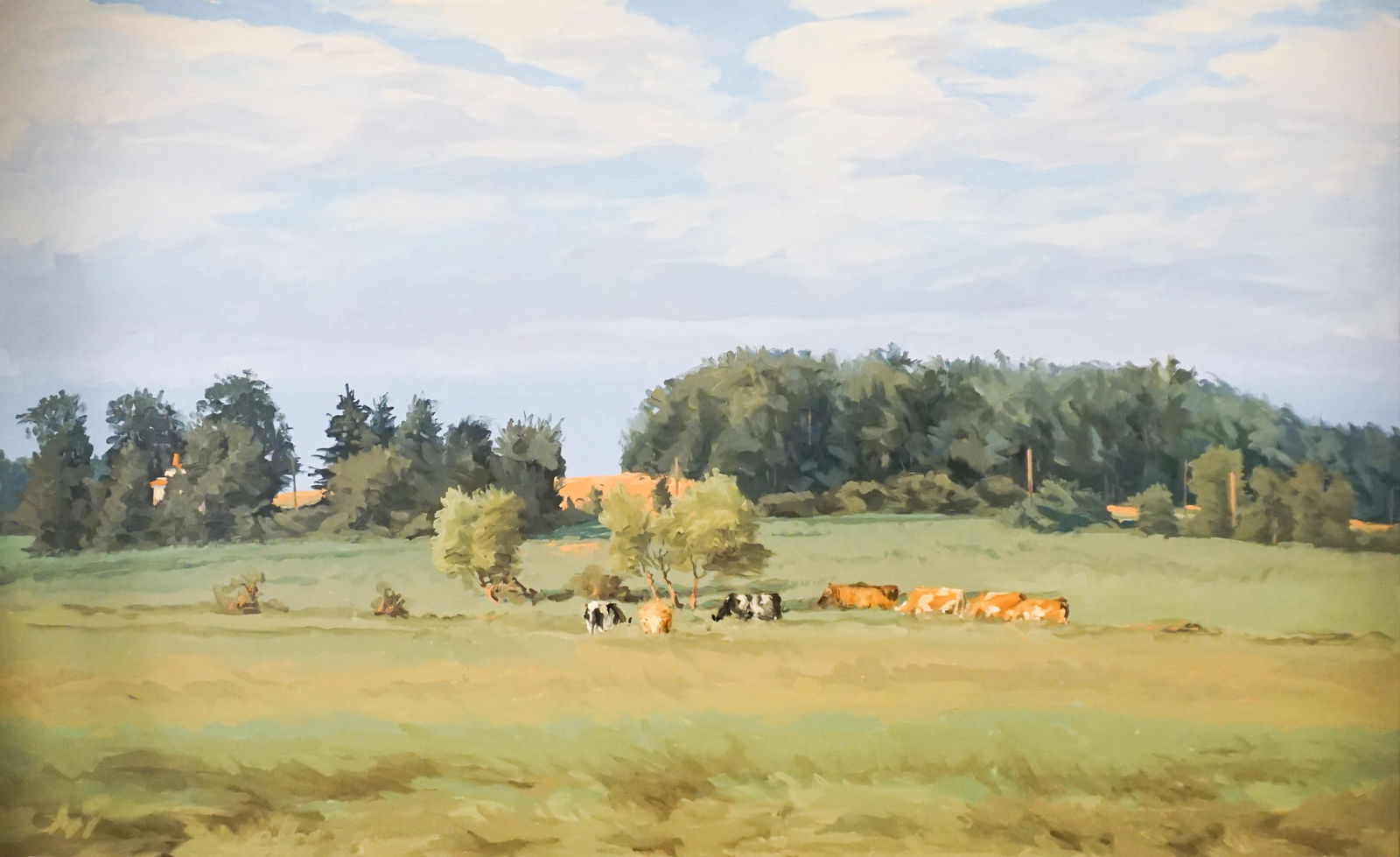Henry Coe (American b. 1946), Cold Bottom Pasture, Oil on canvas, 44 x 72 in (111.8 x 182.9 cm): Henry Coe(American, b. 1946)Cold Bottom PastureOil on canvasSigned, titled and dated 1990 on tacking edge44 x 72 in (111.8 x 182.9 cm)