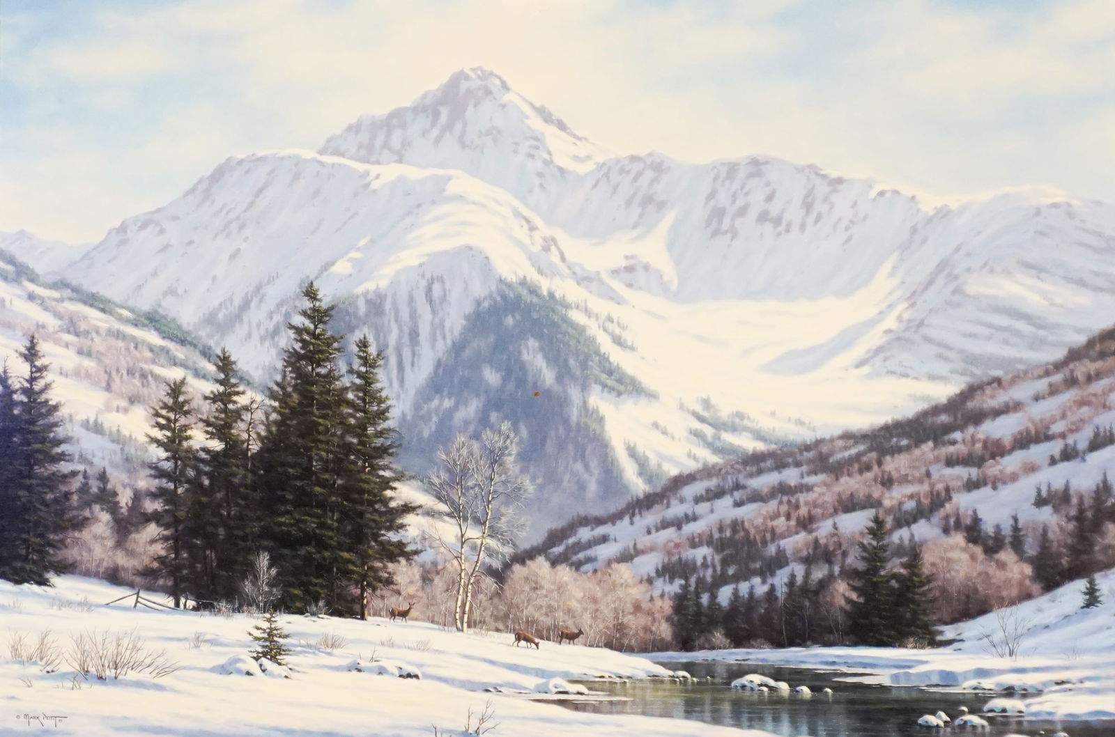 Mark Pettit (American b. 1957), San Juan Snowfall, Oil on canvas, 24-1/4 x 36-1/4 in (61.6 x 92.1 (1 of 2)