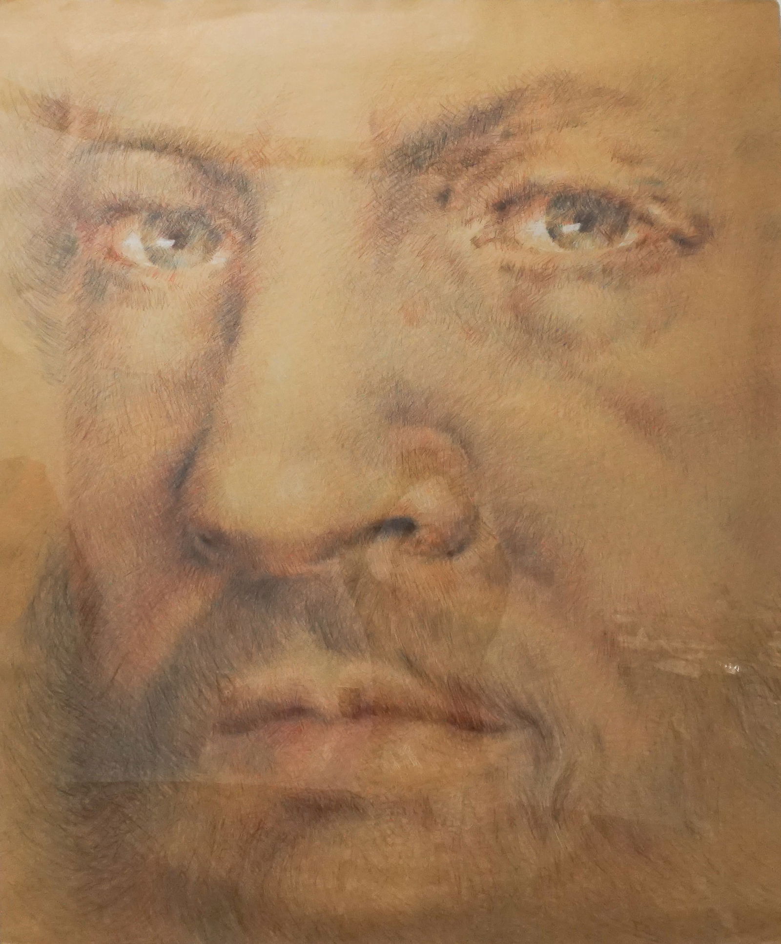 American School, 20th Century, Portrait of a Man, Colored pencil on paper, Sheet size: 47-1/2 x (1 of 2)