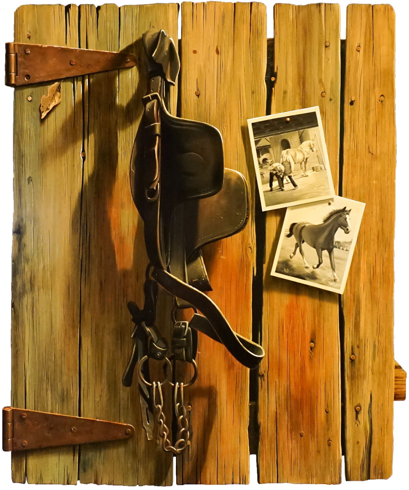 Ernest Albert Land (American 1918-2006), Trompe l'Oeil Stable Door, Oil on panel, 37 x 29-1/2 in (94 (1 of 1)