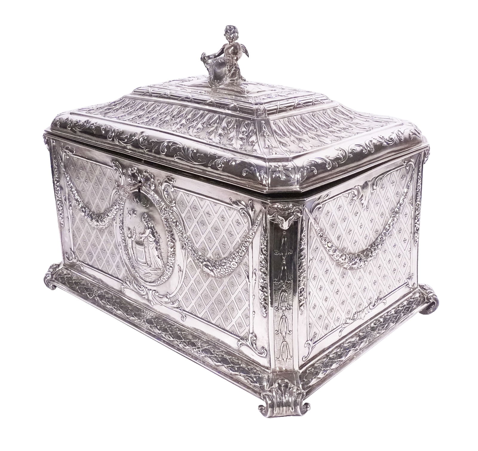 German Neoclassical Style Silver Casket, Georg Roth and Company, Hanau, Late 19th Century, (1 of 3)