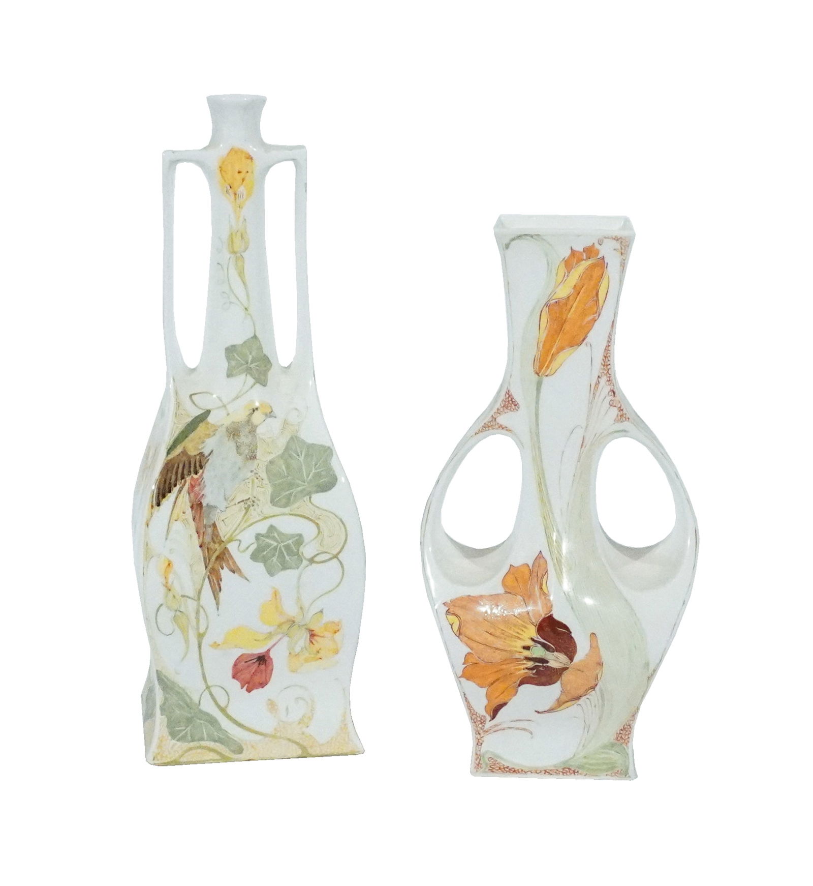 Two Art Nouveau Rozenburg den Haag Eggshell Porcelain Vases, Each decorated by Samuel Schellink, (1 of 4)