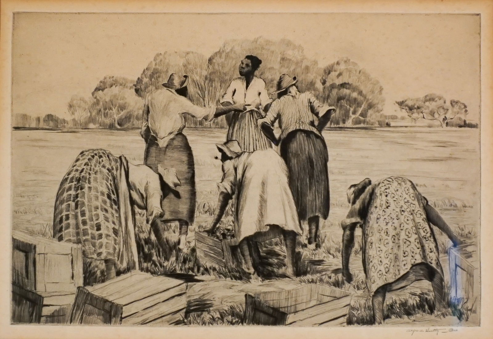 Alfred Hutty (American 1877-1954), Discussion Group in Carolina (Howle 178), Drypoint, c. 1946, (1 of 2)