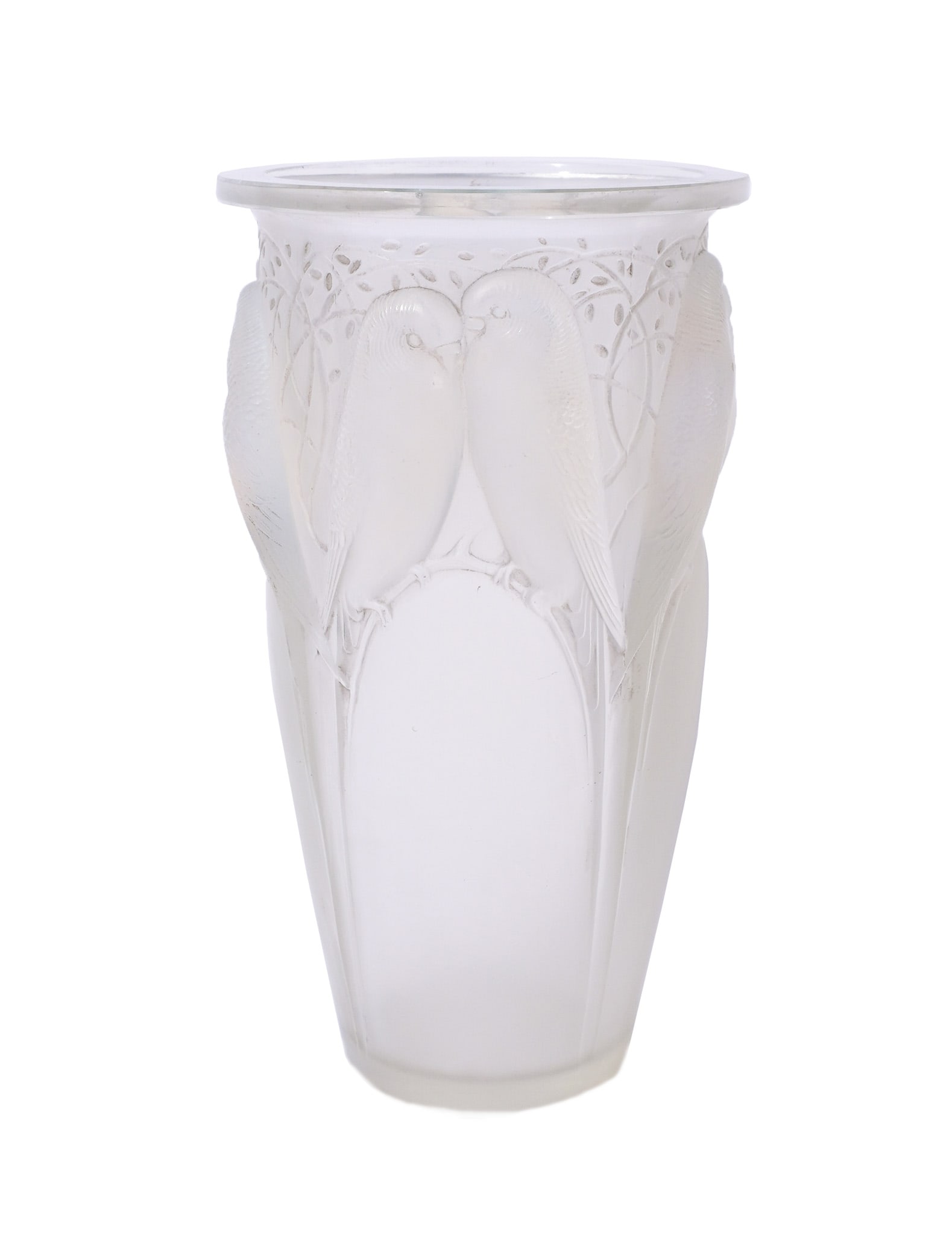 René Lalique Frosted and Molded Opalescent Glass 'Ceylan' Vase, Model Introduced May 16, 1924 (1 of 3)