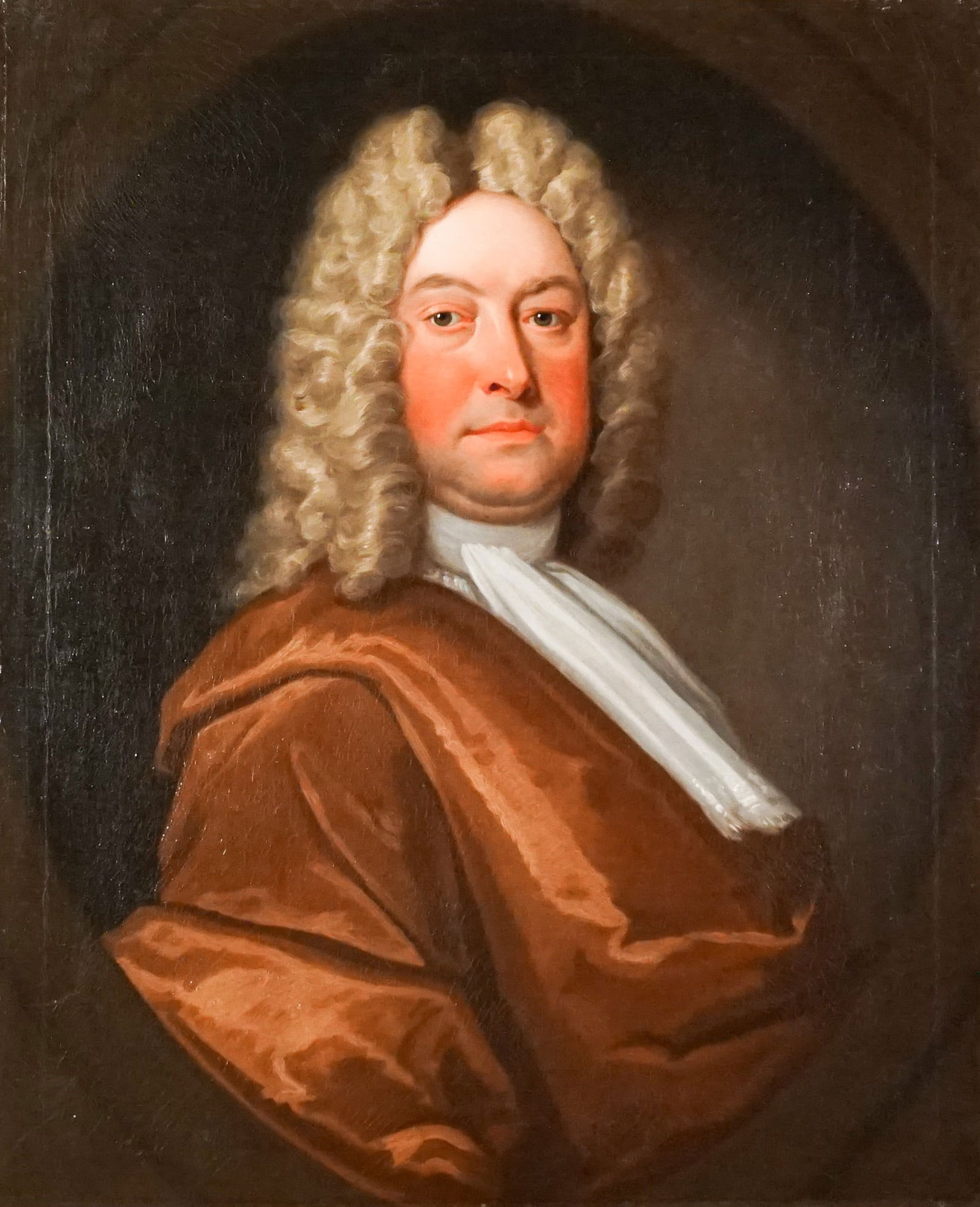 Follower of Sir Godfrey Kneller (British 1646-1723), Portrait of a Gentleman with Powdered Wig, (1 of 2)