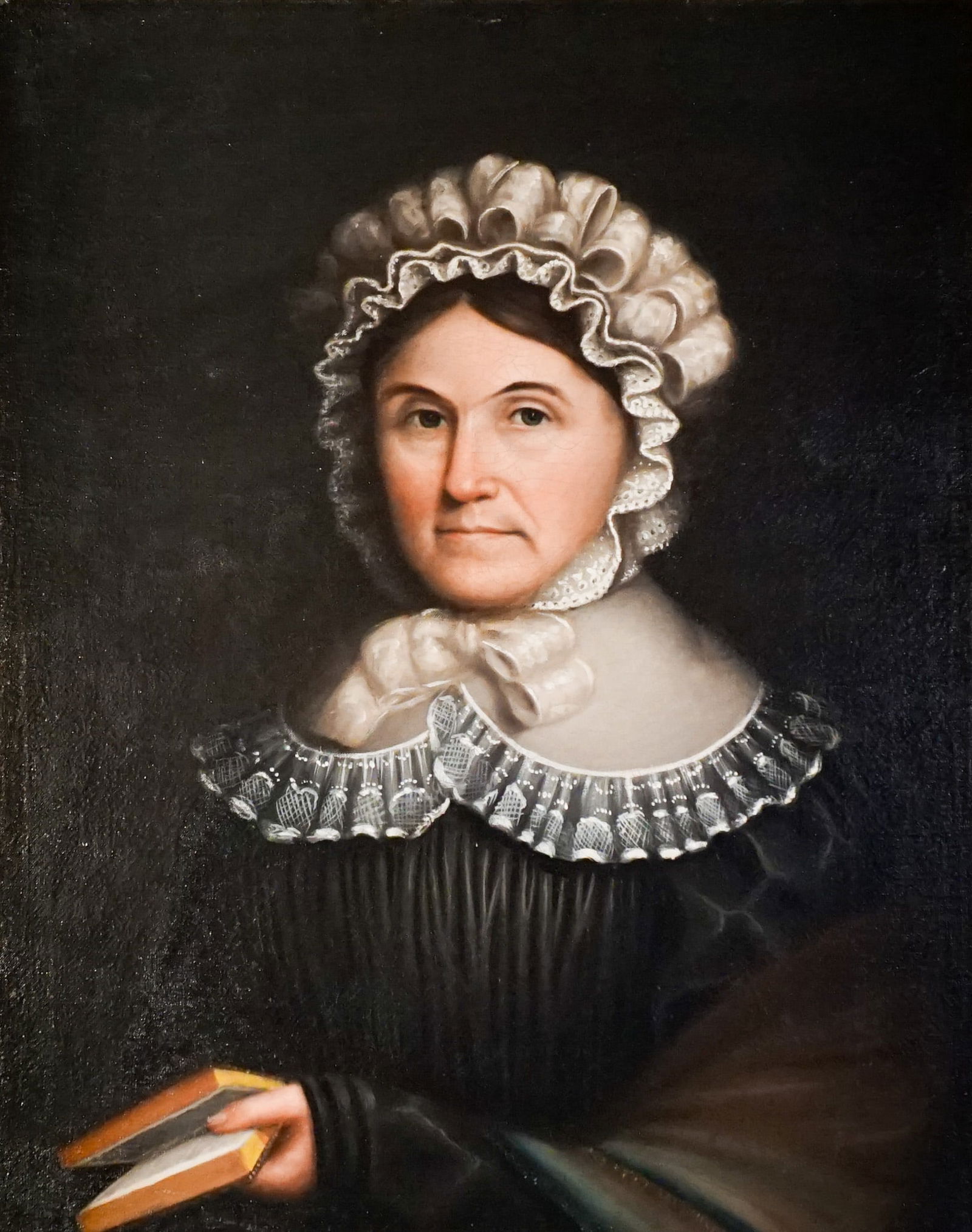 Manner of Erastus Salisbury Field (American 1805-1900), Portrait of a Lady in a Ruffled Cap Holding (1 of 4)