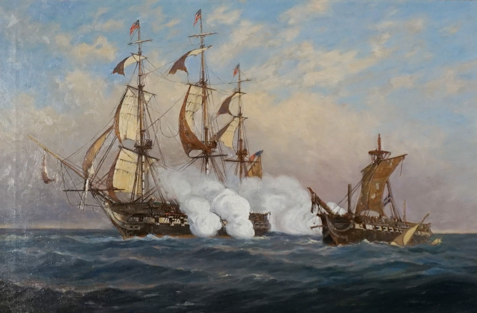 C. Myron Clark (American 1876-1925), The Last Wallop: USS Constitution and the HMS Java, Oil on (1 of 2)