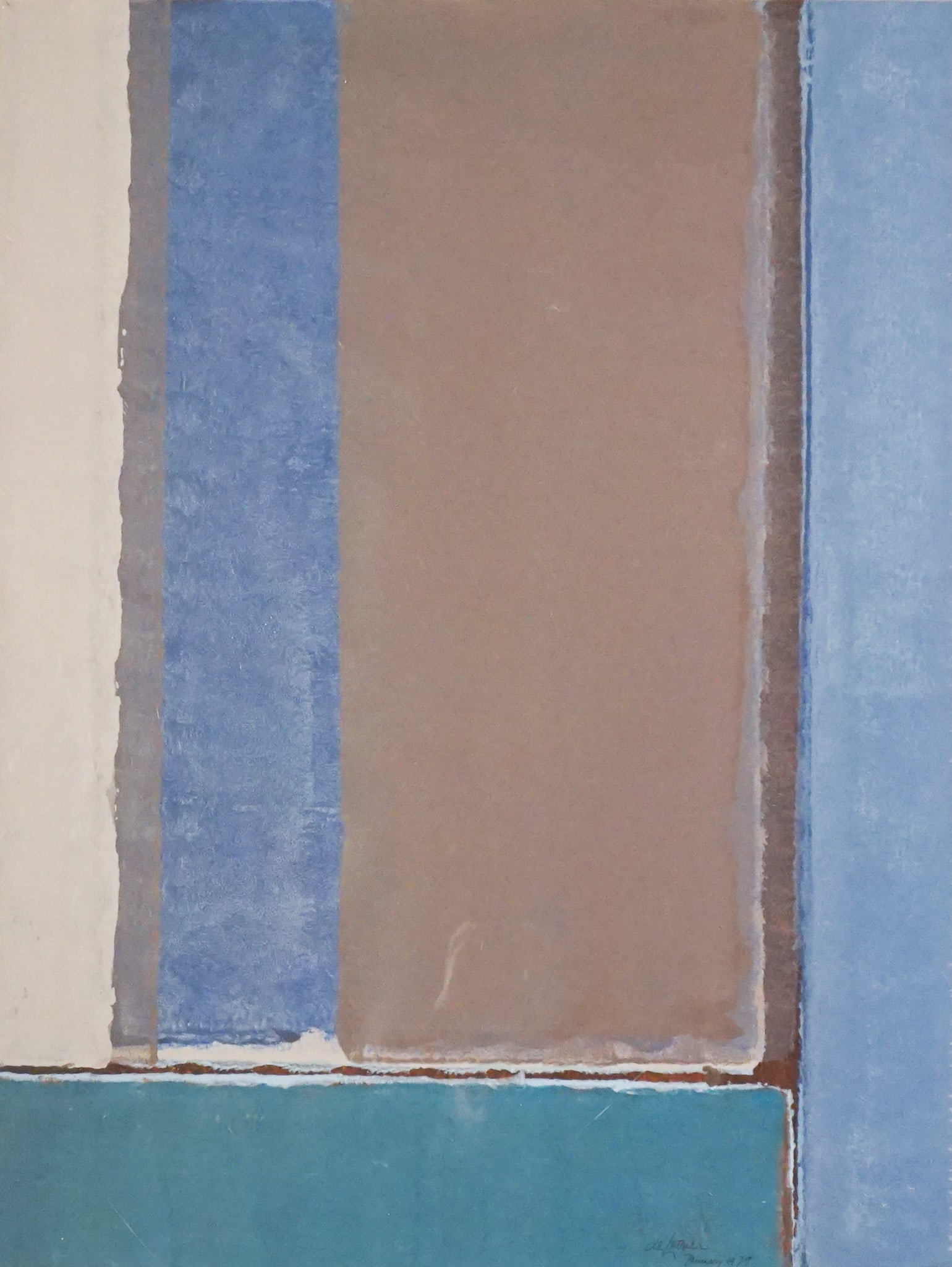 Willem de Looper (Dutch/American 1932-2009), Untitled, Acrylic on paper, Sight size: 39-1/2 x 30 in: Willem de Looper(Dutch/American, 1932-2009)UntitledAcrylic on paperSigned de Looper and dated January 1979 l.c.Sight size: 39-1/2 x 30 in (100.3 x 76.2 cm); Frame: 48 x 37-3/4 in (121.9 x 95.9