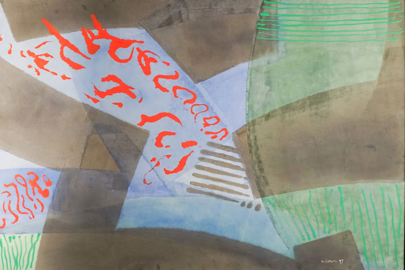 Willem de Looper (Dutch/American 1932-2009), Untitled, Acrylic on board, 40-1/2 x 60 in (102.9 x: Willem de Looper(Dutch/American, 1932-2009)UntitledAcrylic on boardSigned de Looper and dated 9740-1/2 x 60 in (102.9 x 152.4 cm); Frame: 41 x 51 in (104.1 x 129.5 cm)