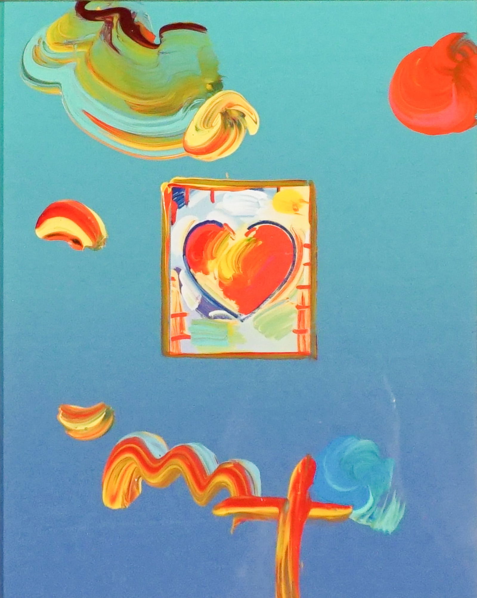 Peter Max (American b. 1937), Heart, Oil on paper, Sight size: 10 x 8-1/2 in (25.4 x 21.6 cm);: Peter Max(American, b. 1937)HeartOil on paperSigned Max l.c.; also inscribed For/ Arlene/ Love/ Max/ 2015 on backingSight size: 10 x 8-1/2 in (25.4 x 21.6 cm); Frame: 22 x 20 in (55.9 x 50.8 c