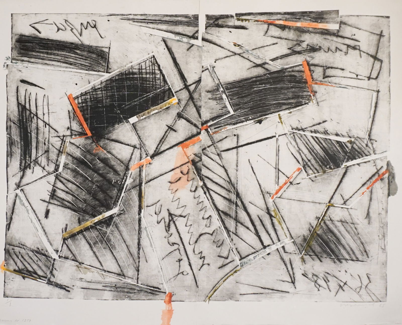 Oleg Kudryashov (Russian 1932-2022), Jo Cren N. 1259, Monotype in color printed on two sheets, (1 of 2)