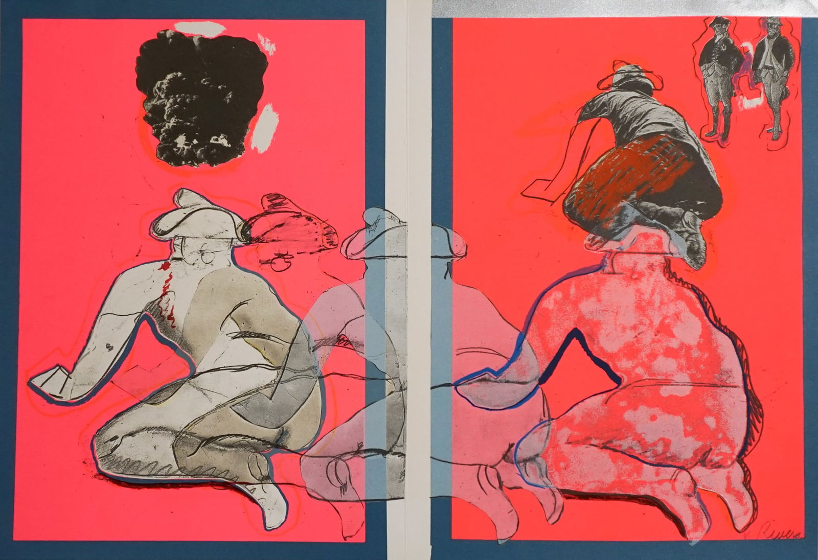 Larry Rivers (American 1923-2002), Observation and Redcoats- Mist: Two Works from 'The Boston: Larry Rivers(American, 1923-2002)Observation and Redcoats- Mist: Two Works from 'The Boston Massacre'Each a screenprint in color on wove paper, with central vertical fold (as issued), 1970Signed River