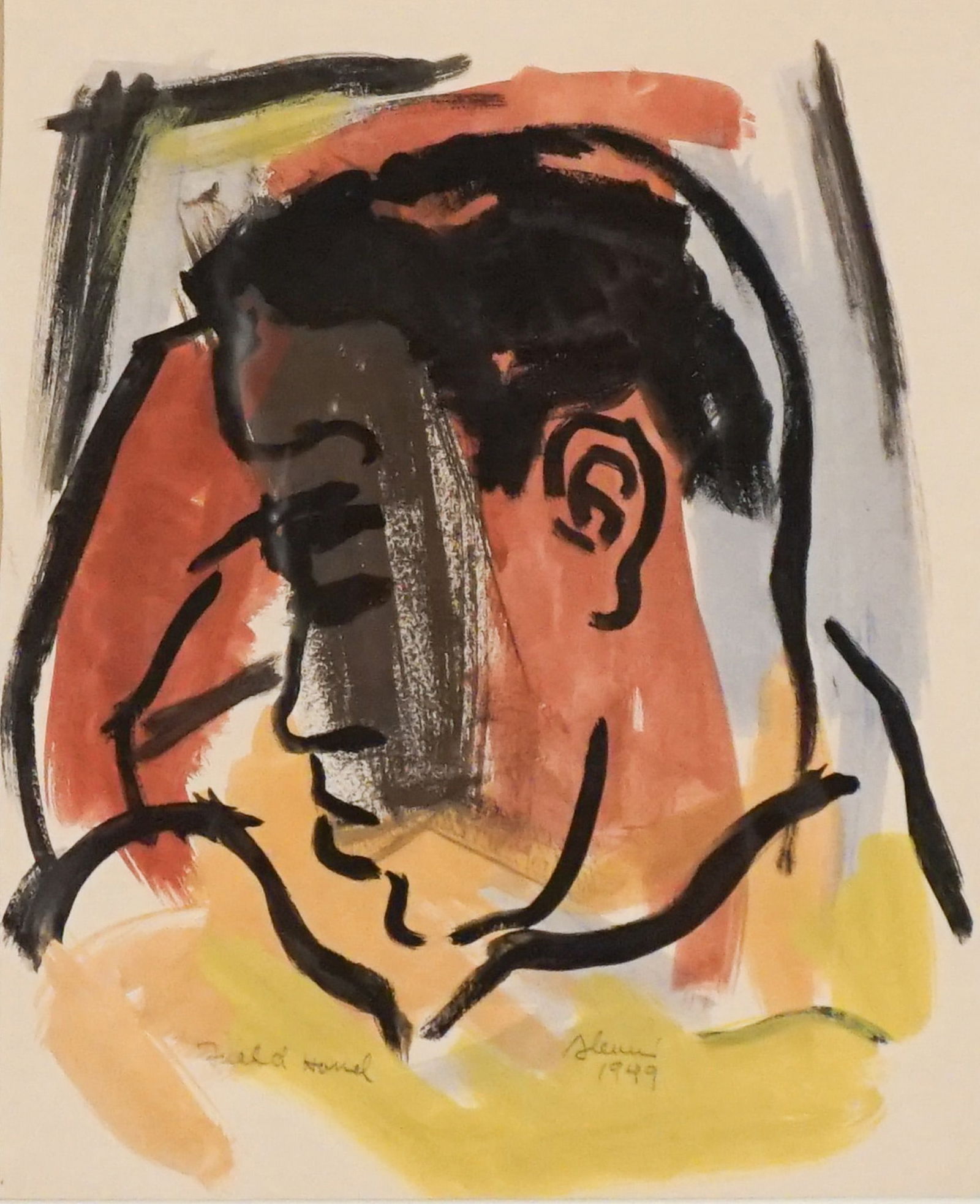 Samella Sanders Lewis (American 1923-2022), Field Hand, Gouache on paper, Sight size: 11-1/4 x 9 in: Samella Sanders Lewis(American, 1923-2022)Field HandGouache on paperSigned and dated S. Lewis/ 1949 l.r and titled Field Hand l.l.Property from a Prominent Potomac Collection