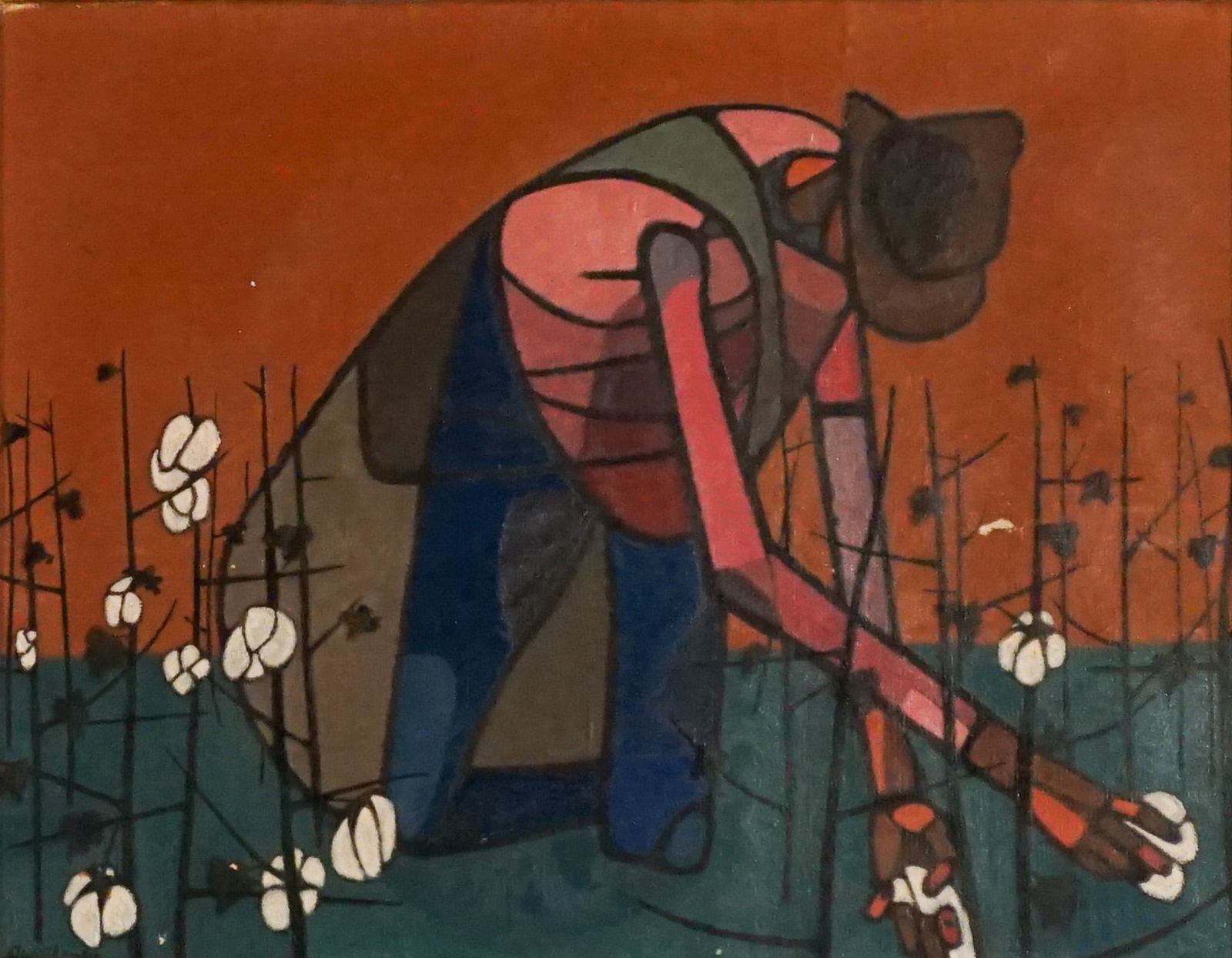 Robert Gwathmey (American 1903-1988), Cotton Pickers, Oil on canvas, 1947, 10-3/4 x 13-3/4 in (27.3 (1 of 2)