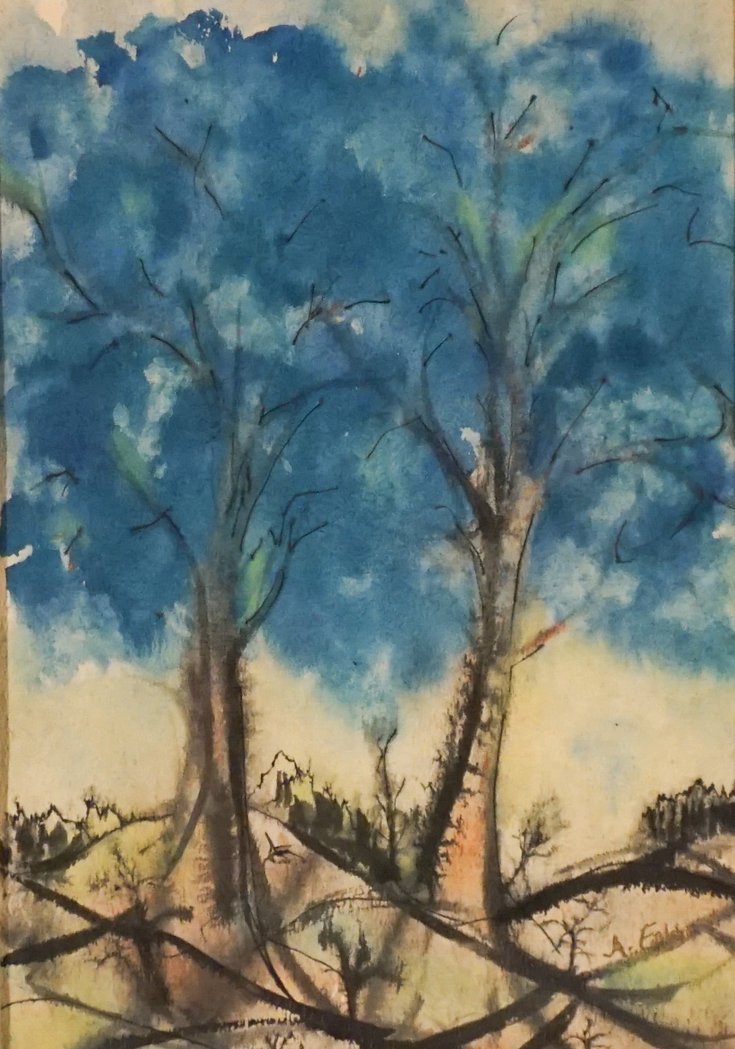 Adolphus Ealey (American 1941-1992), Landscape with Trees and Field with Trees: Two Works, Each (1 of 4)