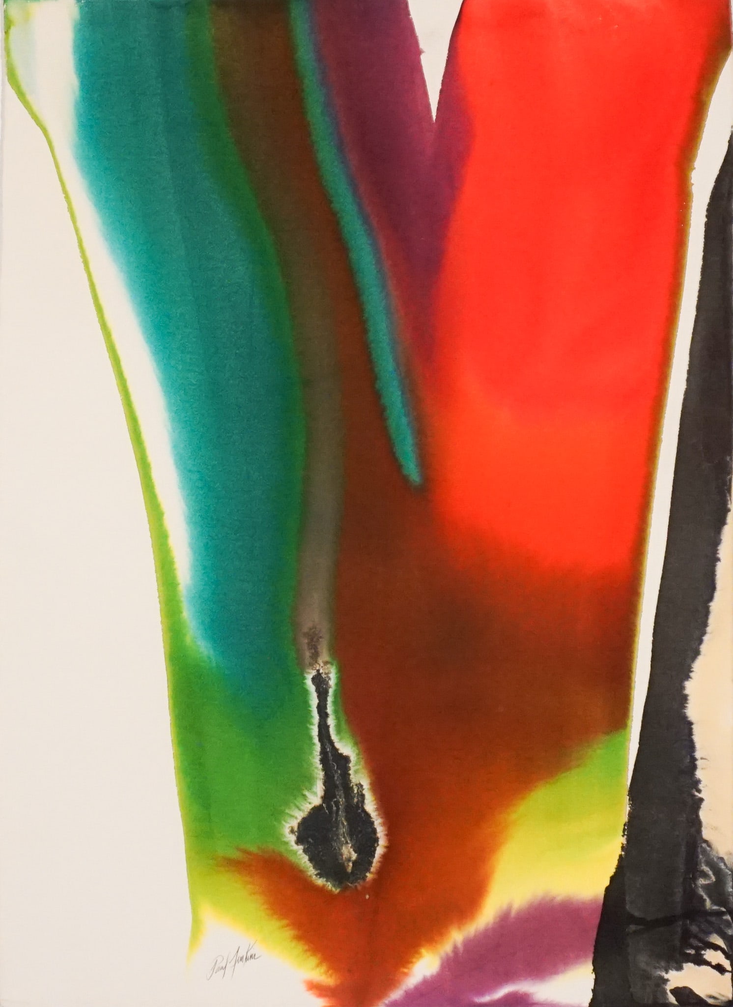 Paul Jenkins (American 1923-2012), Phenomena: Red Rhombus, Watercolor on Arches paper, 1976, Sheet (1 of 2)