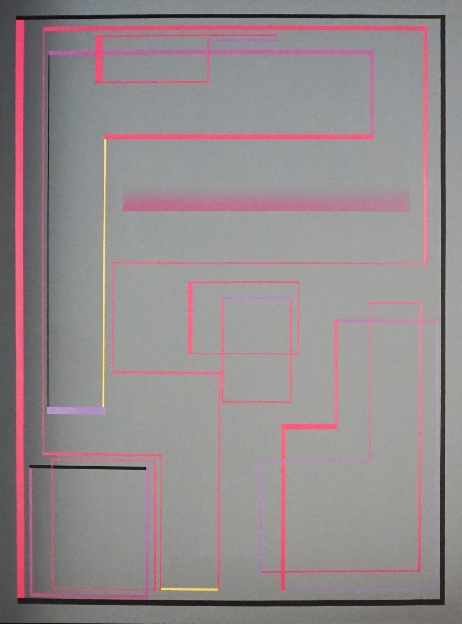 Edward Pratt (American b. 1957), Untitled (Purple, Pink, Yellow), Oil on canvas, 54 x 40 in (137.2 x: Edward Pratt(American, b. 1957)Untitled (Purple, Pink, Yellow)Oil on canvasSigned Edward Pratt and dated 86 on versoProperty from a Prominent Potomac CollectionProv