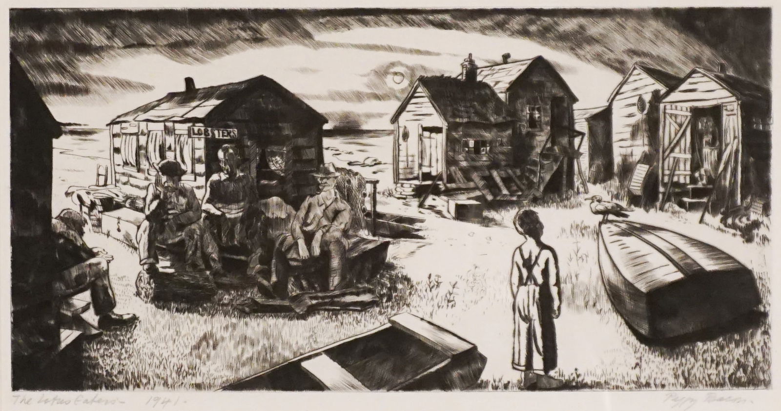 Peggy Brook Bacon (American 1895-1987), The Lotus Eaters, Drypoint, Sight size: 178 x 330 mm (7 x 13 (1 of 2)