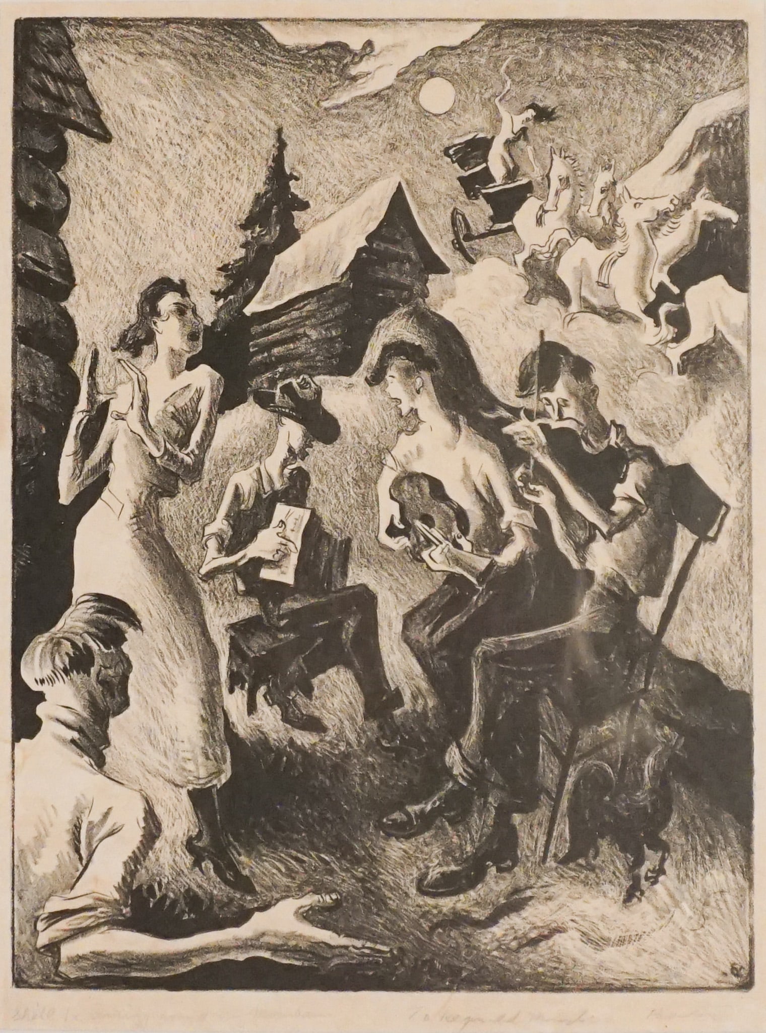 Thomas Hart Benton (American 1899-1975), Coming 'Round the Mountain (Fath 4), Lithograph, 1931, (1 of 2)