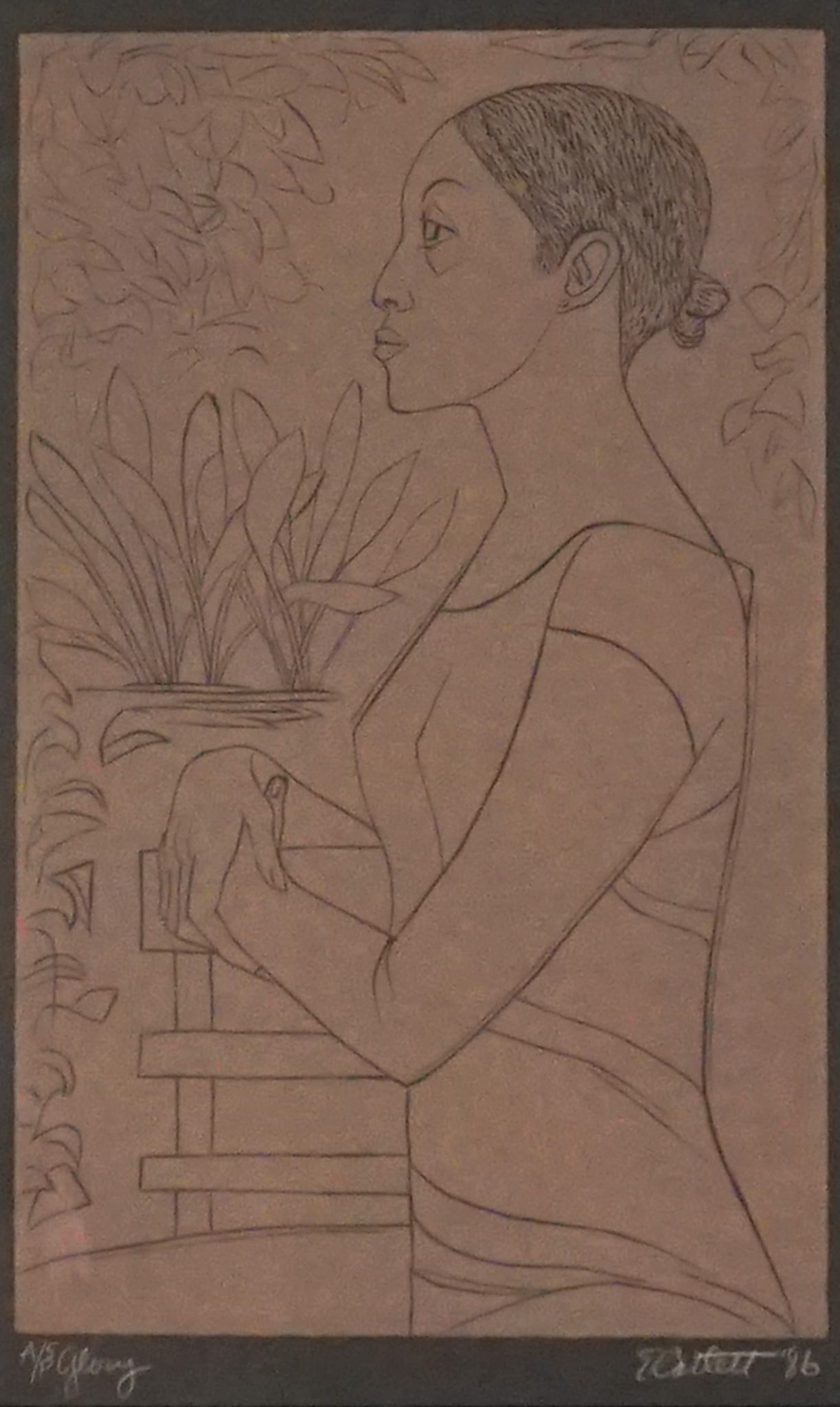 Elizabeth Catlett (American 1915-2012), Glory, Linoleum cut in color, Sight size: 394 x 248 mm: Elizabeth Catlett(American, 1915-2012)GloryLinoleum cut in colorSigned E. Catlett and dated 86 l.r., also titled and numbered A/P 5 l.l.Property from a Prominent Potomac Collec