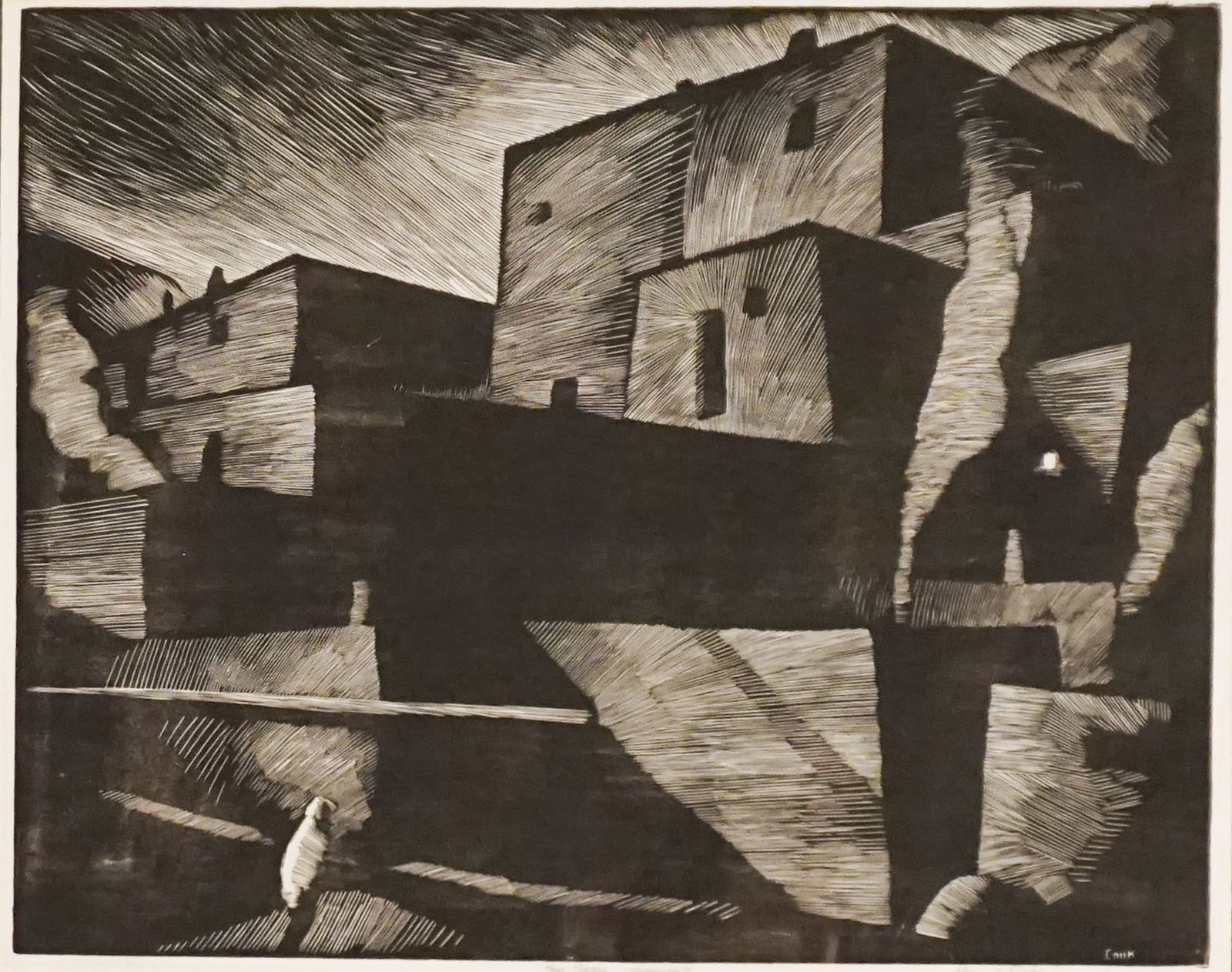 Howard Norton Cook (American 1901-1980), Pueblo Moonlight (Duffy 53), Woodcut, Sight size: 311 x 387: Howard Norton Cook(American, 1901-1980)Pueblo Moonlight (Duffy 53)WoodcutSigned and dated Howard Cook imp 1928 in graphite l.r., from an edition of 50Property from a Prominent Potomac Collec