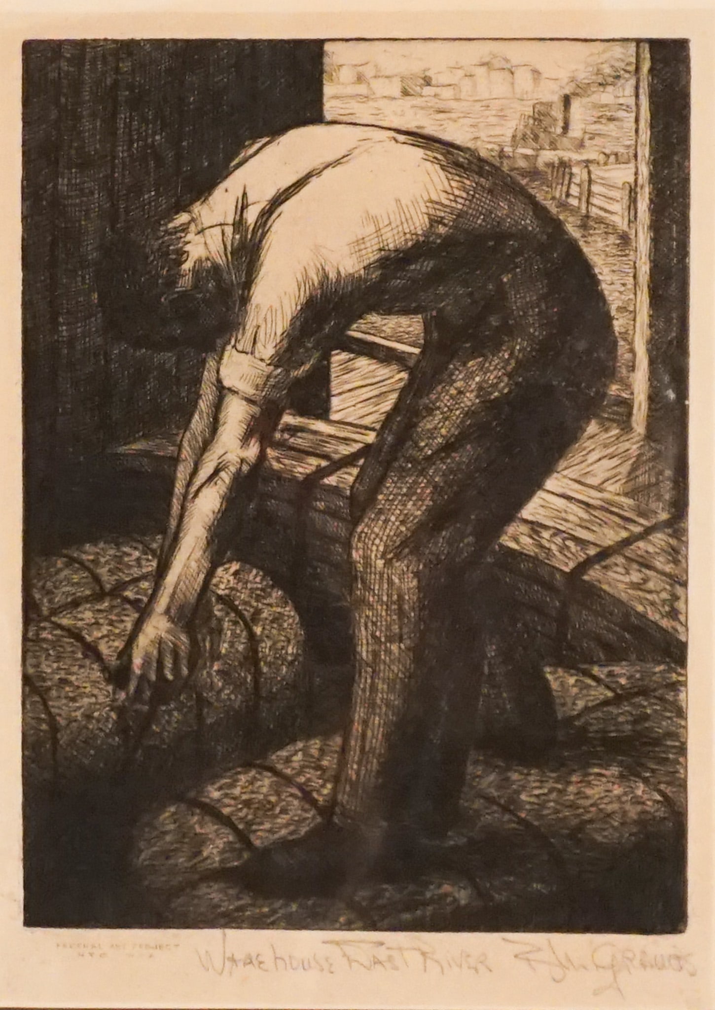 Blanche Mary Grambs (American 1916-2010), Warehouse East River and Road: Two Works, The first, an: Blanche Mary Grambs(American, 1916-2010)Warehouse East River and Road: Two WorksThe first, an etching and the second, an aquatintThe first, signed B.M. Grambs in graphite l.r. and titled Warehouse Eas