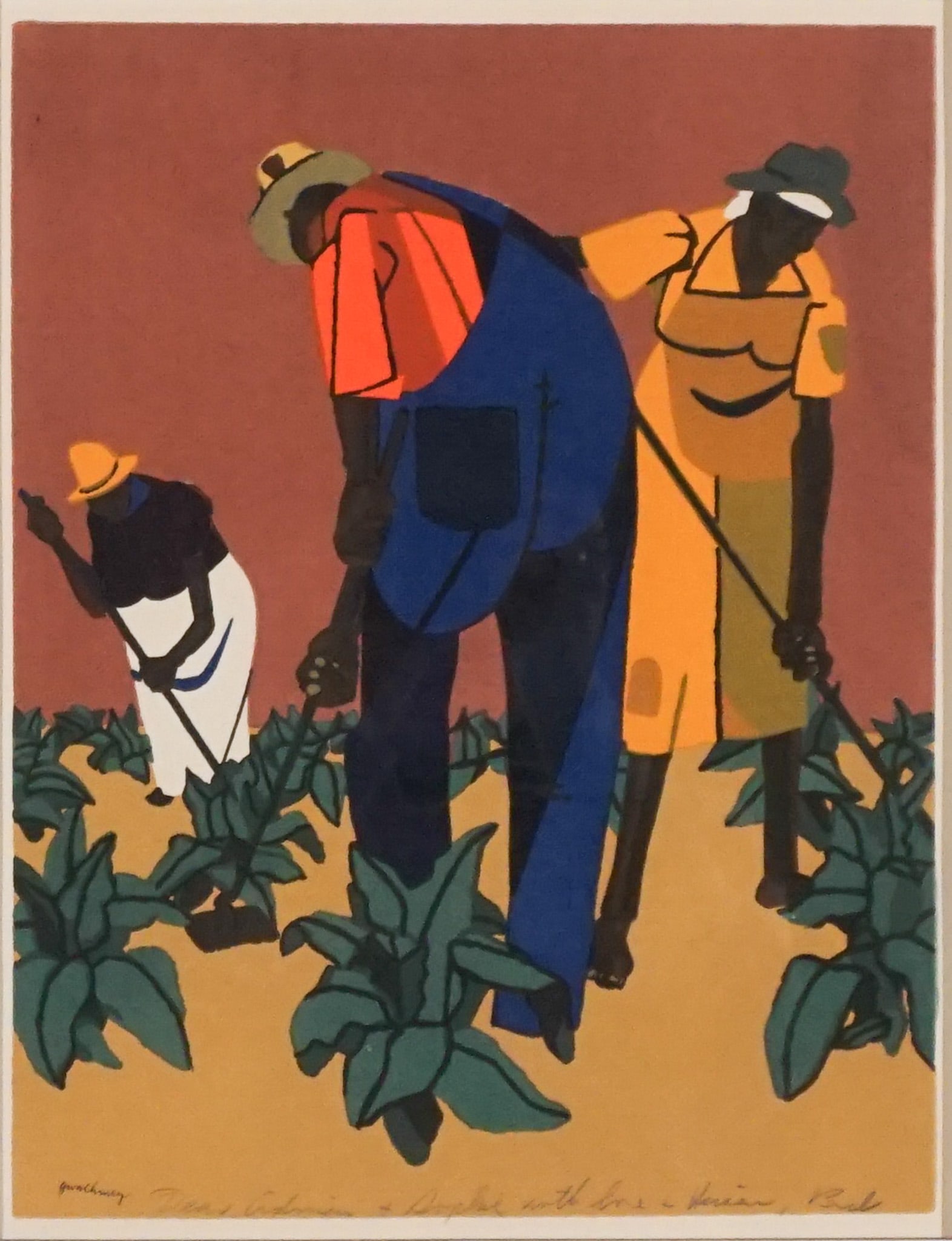 Robert Gwathmey (American 1903-1988), Tobacco Farmers, Screenprint in color, Sight size: 356 x 279 (1 of 2)